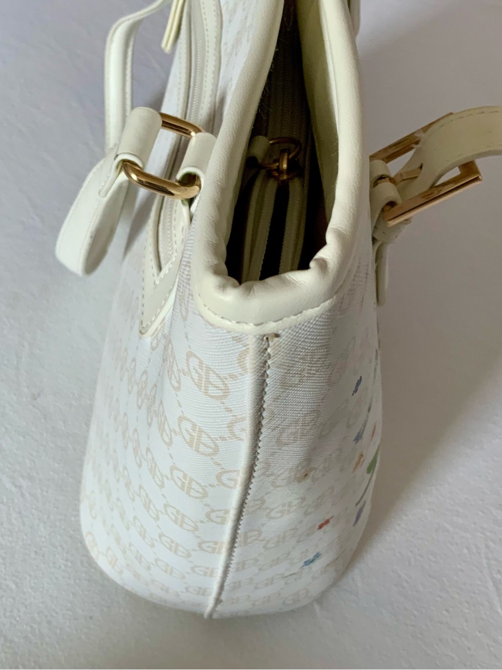 Giani Bernini Floral Signature Tote Shoulder Bag White Multicolor - Picture 8 of 16